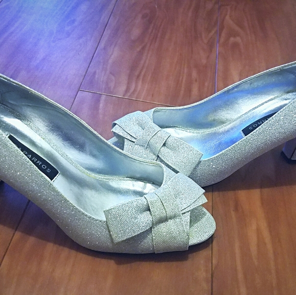 "Caparros" Silver Sparkly Cinderella Heels - Picture 2 of 10